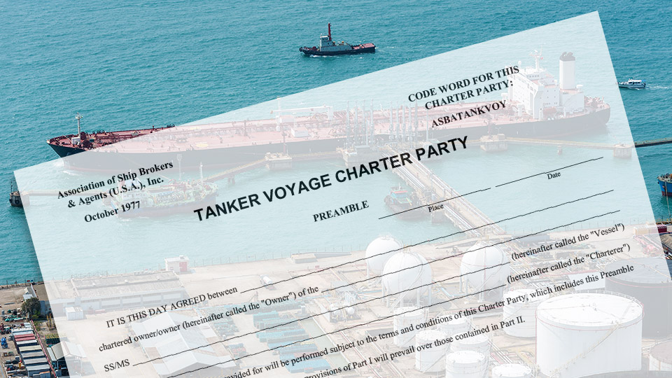Tanker with ASBATANKVOY contract overlay